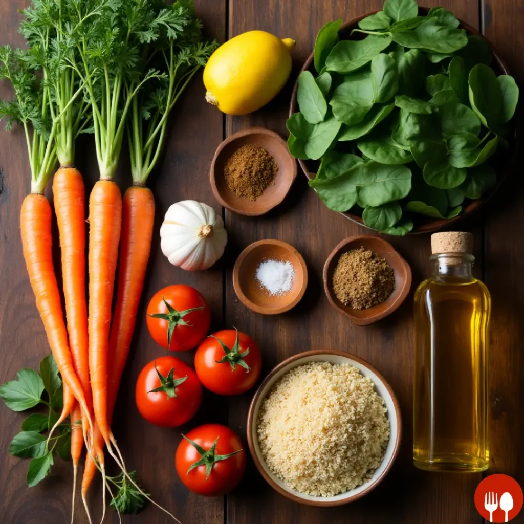 carrot and spinach recipes with couscous and tomatoes