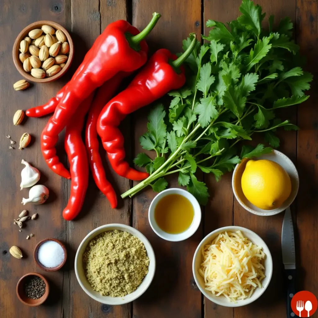 Red Pepper Sauce with Arugula Pistachio Pesto ingredients