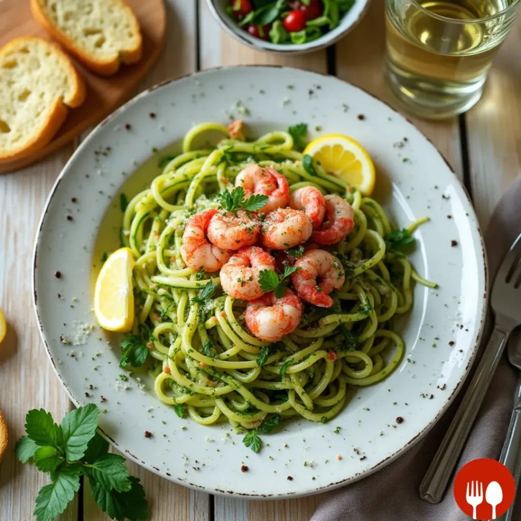 Pesto Langostino Zucchini and Pasta Recipe