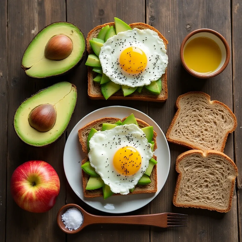 Avocado Toast with Egg and Apple