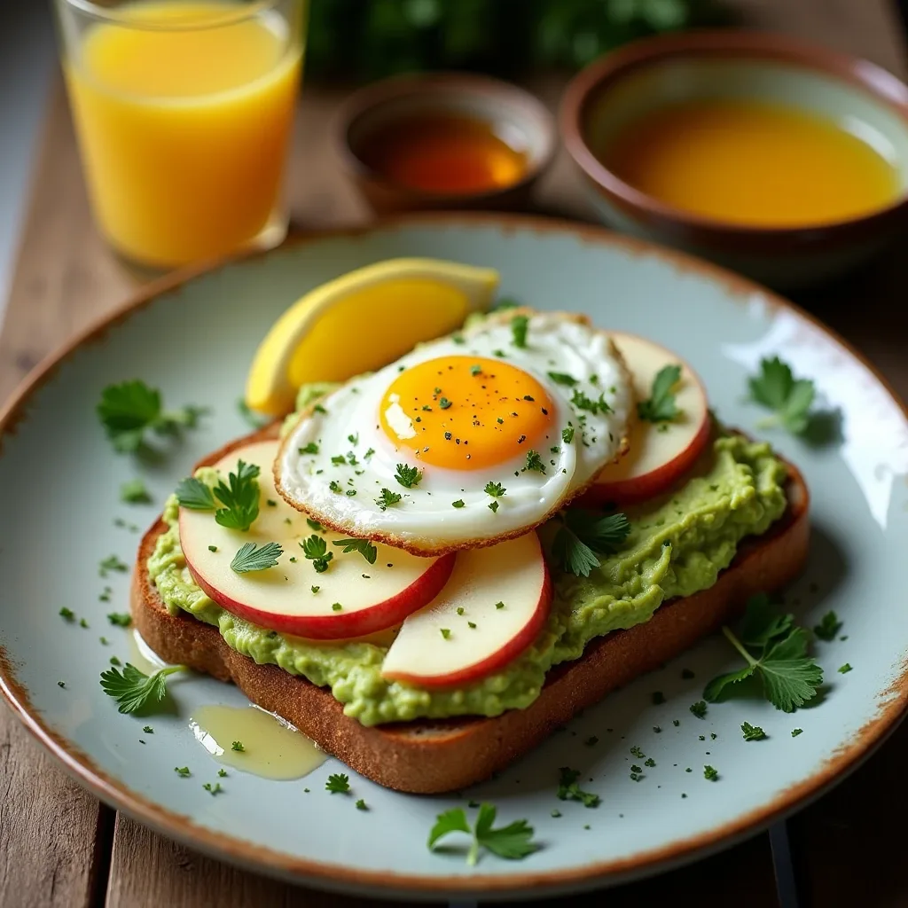 Avocado Toast with Egg and Apple