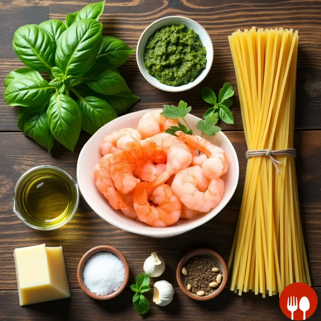 Pesto Langostino Zucchini and Pasta Recipe ingredients