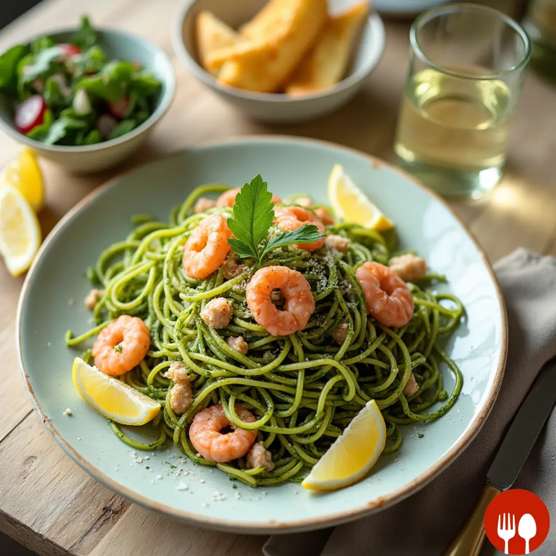 Pesto Langostino Zucchini and Pasta Recipe