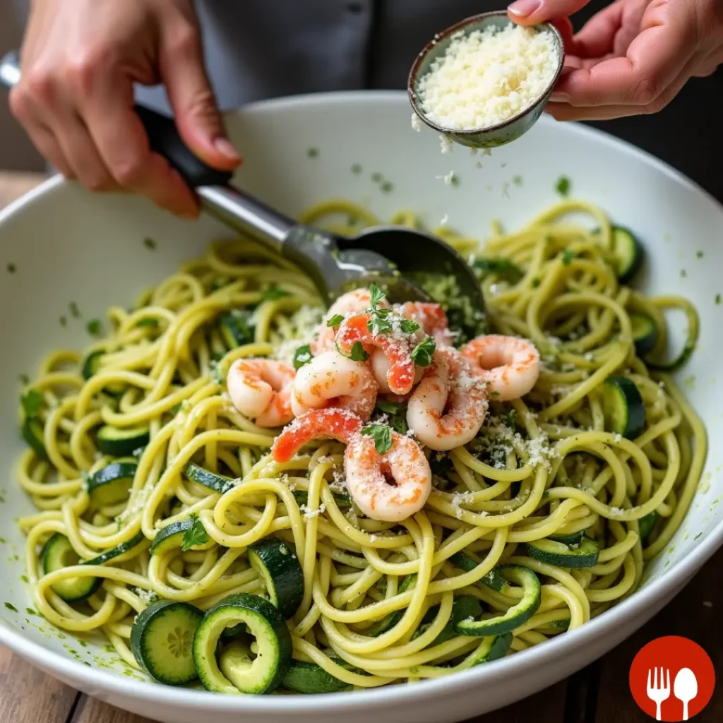 Pesto Langostino Zucchini and Pasta Recipe