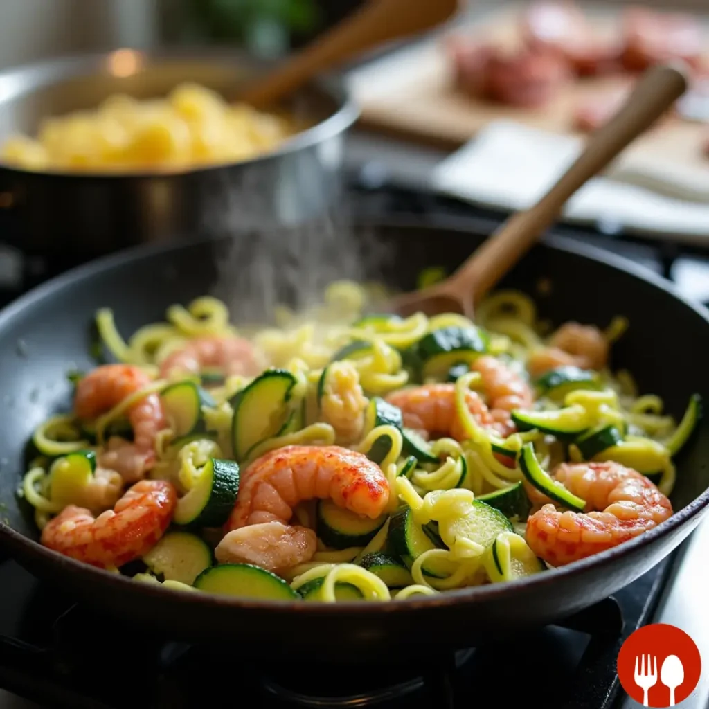 Pesto Langostino Zucchini and Pasta Recipe