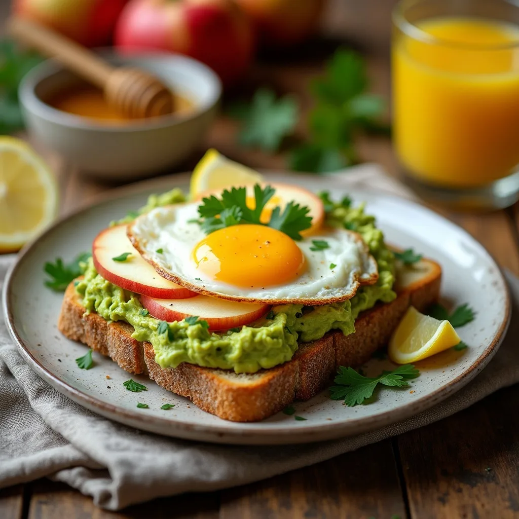 Avocado Toast with Egg and Apple