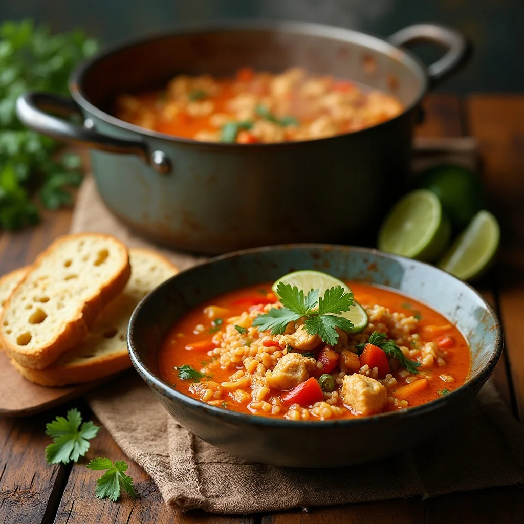 spicy chicken soup with rice